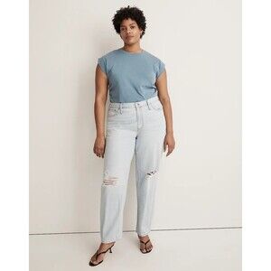 Madewell The Slouchy Boyjean W.Rips NWT Size32 lightblue 100% cotton lightweight